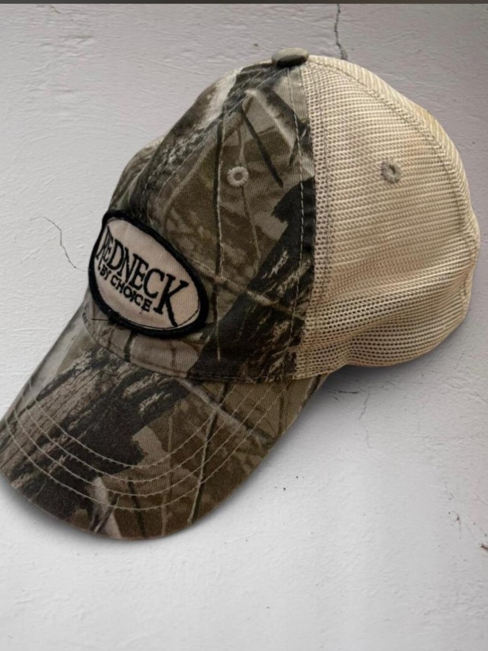 Camo & Tan Mesh Back Cap With Redneck Patch One size
